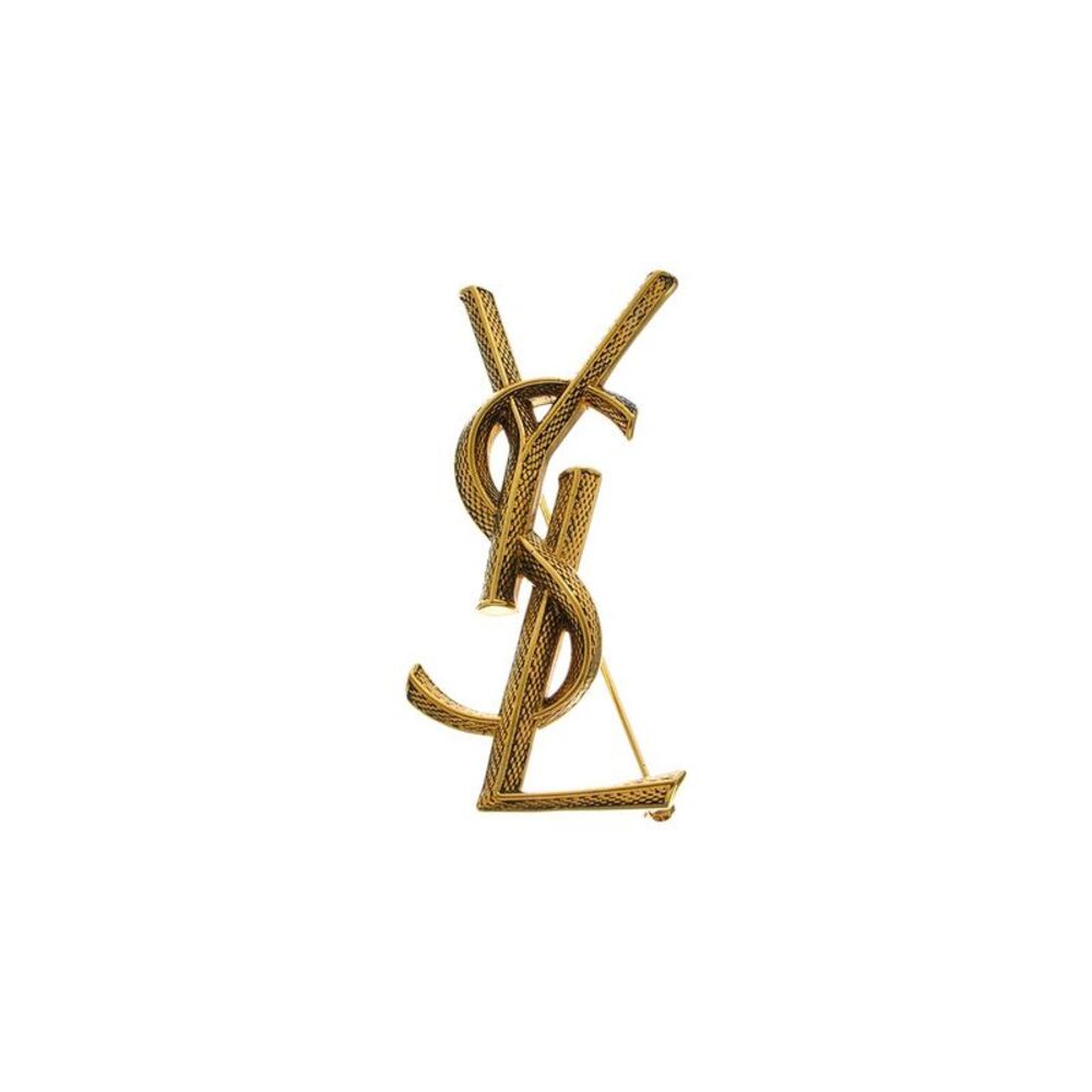Saint Laurent Monogram Brooch, Gold